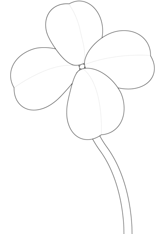 Four Leaf Clover From St. Patrick'S Day Coloring Page